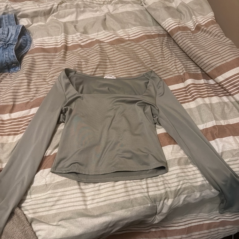 Elegant Long Sleeve Gray Women's Top